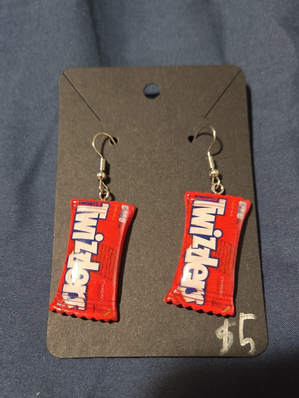 Novelty Red Candy Dangle Earrings for Kids